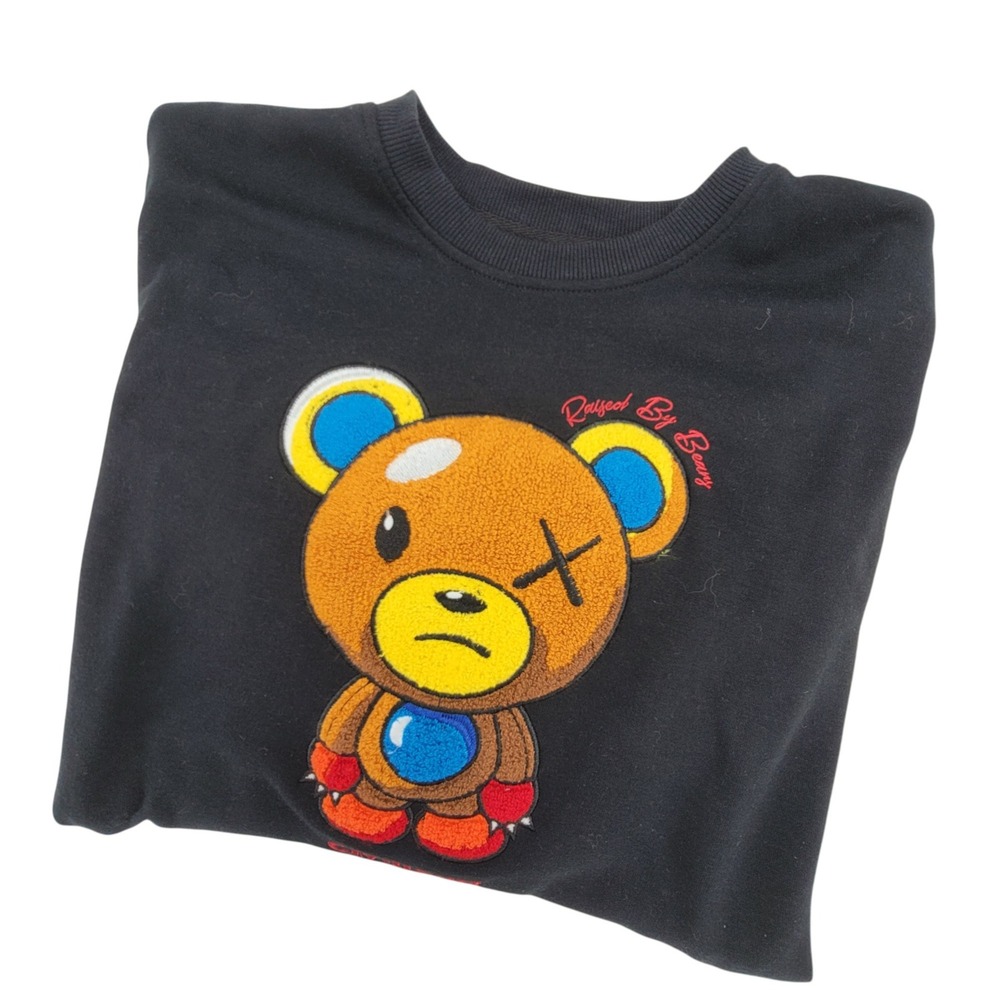 Civilized Raised By Bears Sweatshirt Black Bear‎ Graphic Crewneck Size Small